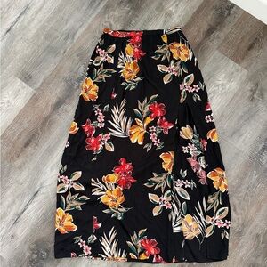 Floral Black Skirt Medium